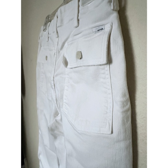 MOTHER Denim Patch Pocket Private Ankle Fray in Cream Puffs White Porkchop Wide - Picture 10 of 16